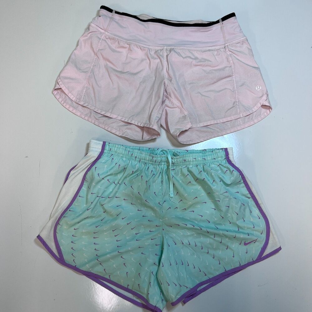 Womens Running Shorts Lot of 2 Lululemon Size 4 Pink Nike Dri-FIT XL Teal